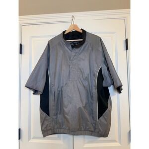 FootJoy DryJoys Mens XL Grey Black Short Sleeve Golf Rain Wind Shirt Quarter Zip